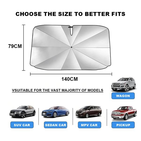 Premium Car Windshield Sun Shade Umbrella – Foldable UV Reflector & Heat Insulation Cover