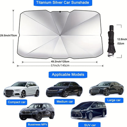 Premium Car Windshield Sun Shade Umbrella – Foldable UV Reflector & Heat Insulation Cover